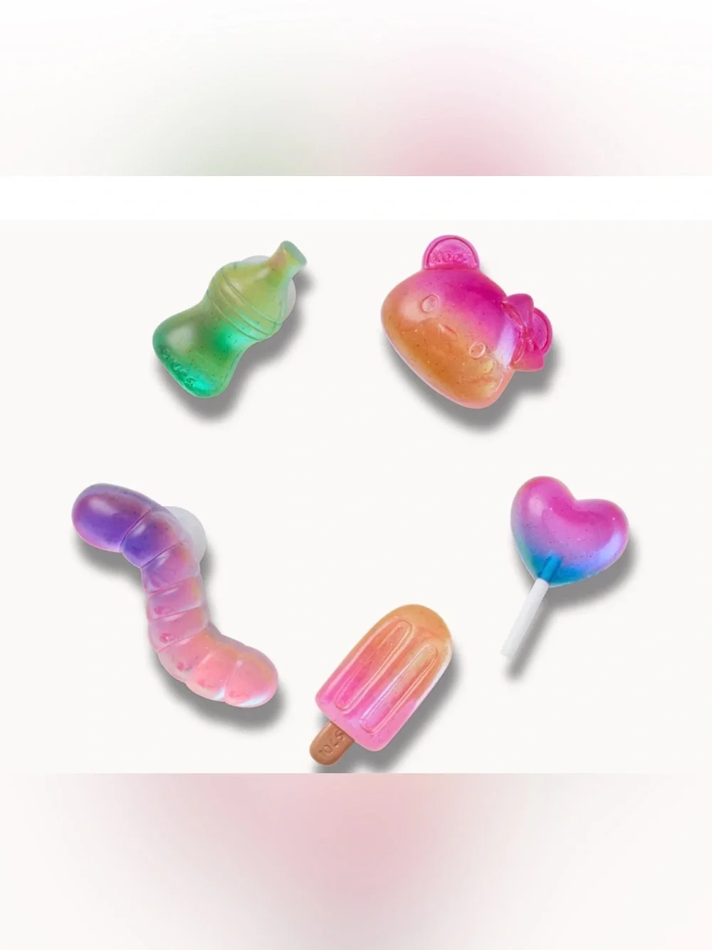 CROCS Multicolor Iridescent Jibbitz Charms - Pink, Purple, Blue, Green